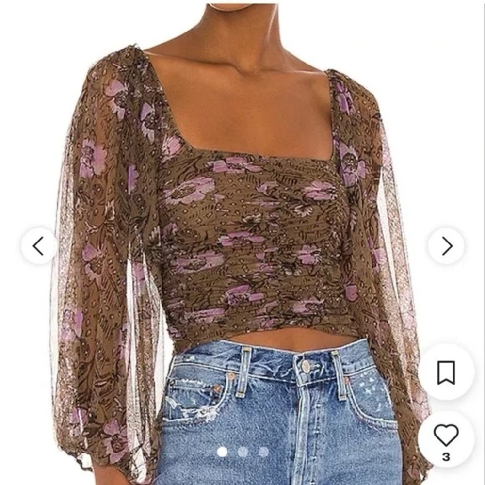 NWT Free People Lilia Top in Olive Combo Size Small